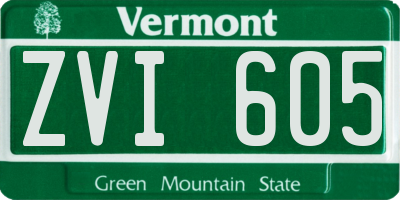 VT license plate ZVI605