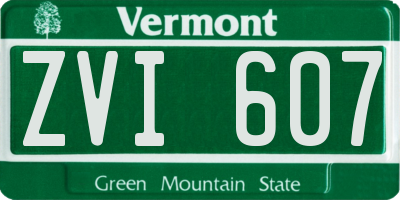VT license plate ZVI607
