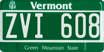 VT license plate ZVI608
