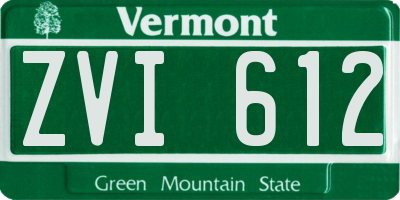 VT license plate ZVI612