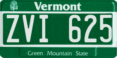 VT license plate ZVI625