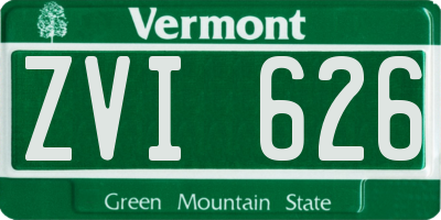 VT license plate ZVI626