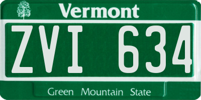 VT license plate ZVI634