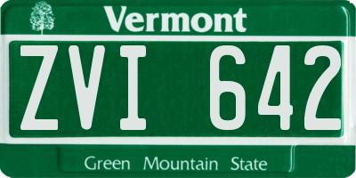 VT license plate ZVI642