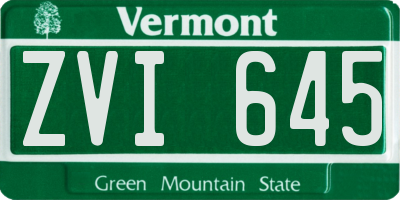 VT license plate ZVI645
