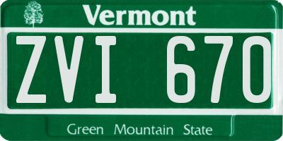 VT license plate ZVI670