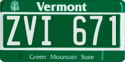 VT license plate ZVI671