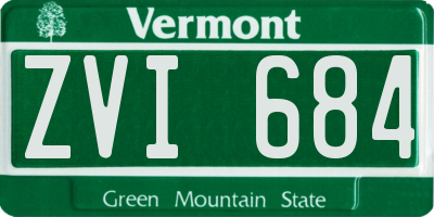 VT license plate ZVI684
