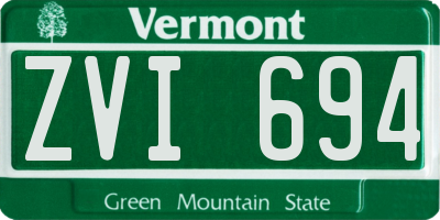 VT license plate ZVI694