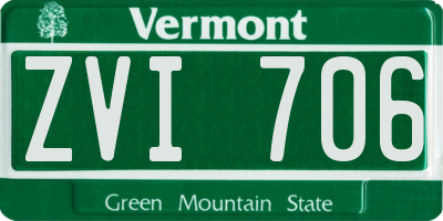 VT license plate ZVI706