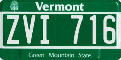 VT license plate ZVI716