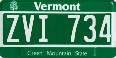 VT license plate ZVI734