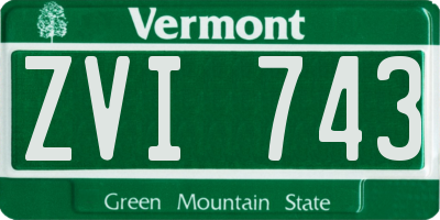 VT license plate ZVI743