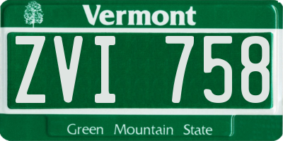 VT license plate ZVI758