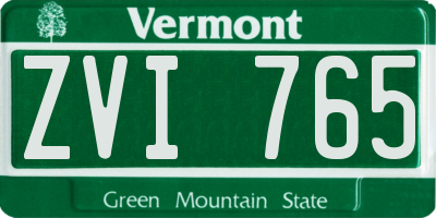 VT license plate ZVI765