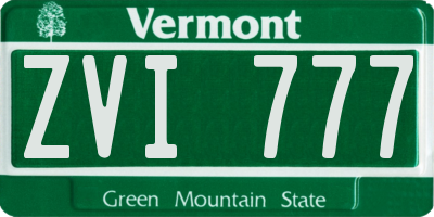 VT license plate ZVI777