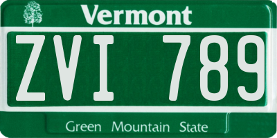 VT license plate ZVI789
