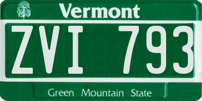 VT license plate ZVI793