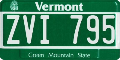 VT license plate ZVI795