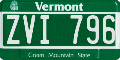 VT license plate ZVI796
