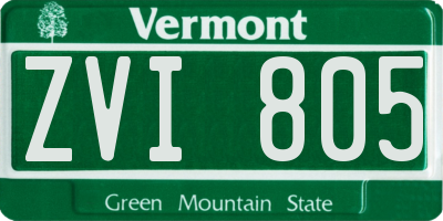 VT license plate ZVI805