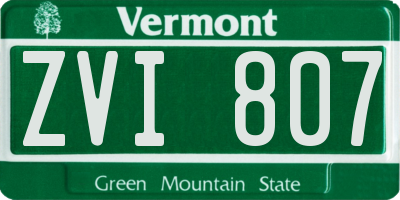 VT license plate ZVI807