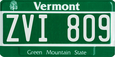 VT license plate ZVI809