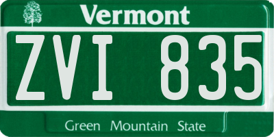 VT license plate ZVI835