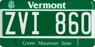 VT license plate ZVI860
