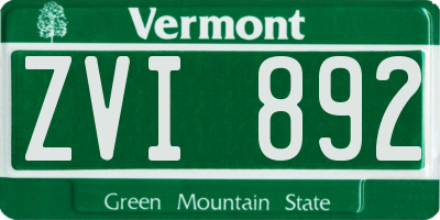 VT license plate ZVI892