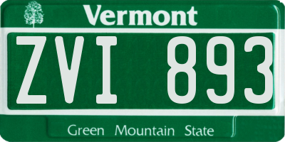 VT license plate ZVI893