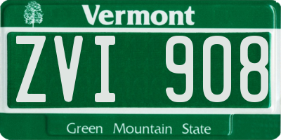VT license plate ZVI908