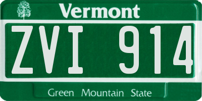 VT license plate ZVI914