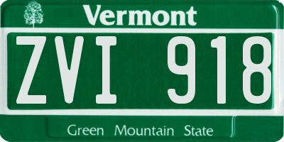 VT license plate ZVI918