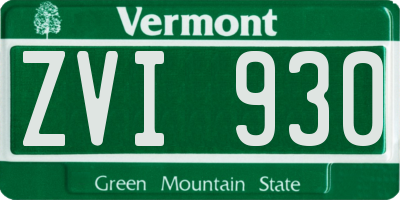 VT license plate ZVI930