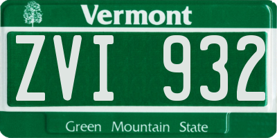VT license plate ZVI932