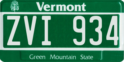 VT license plate ZVI934