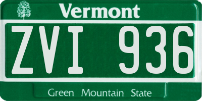 VT license plate ZVI936