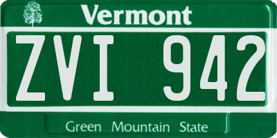 VT license plate ZVI942
