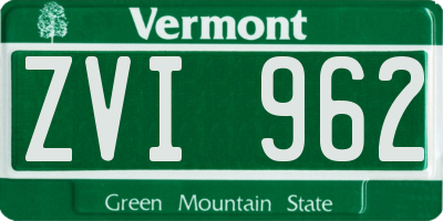 VT license plate ZVI962