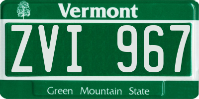 VT license plate ZVI967
