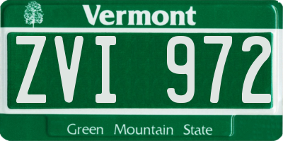 VT license plate ZVI972