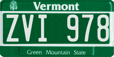VT license plate ZVI978