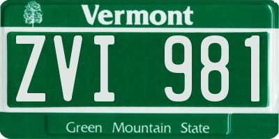 VT license plate ZVI981