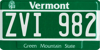 VT license plate ZVI982