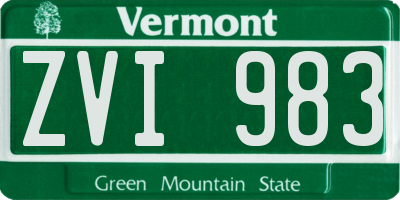 VT license plate ZVI983