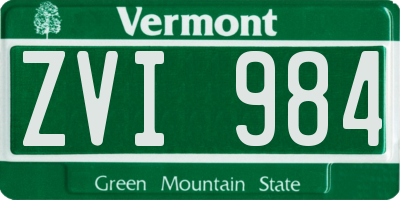 VT license plate ZVI984
