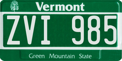 VT license plate ZVI985