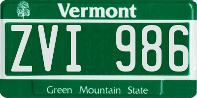 VT license plate ZVI986