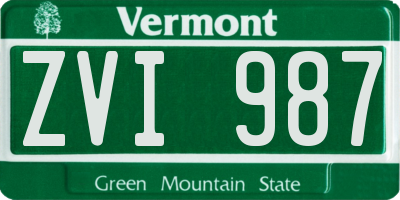 VT license plate ZVI987